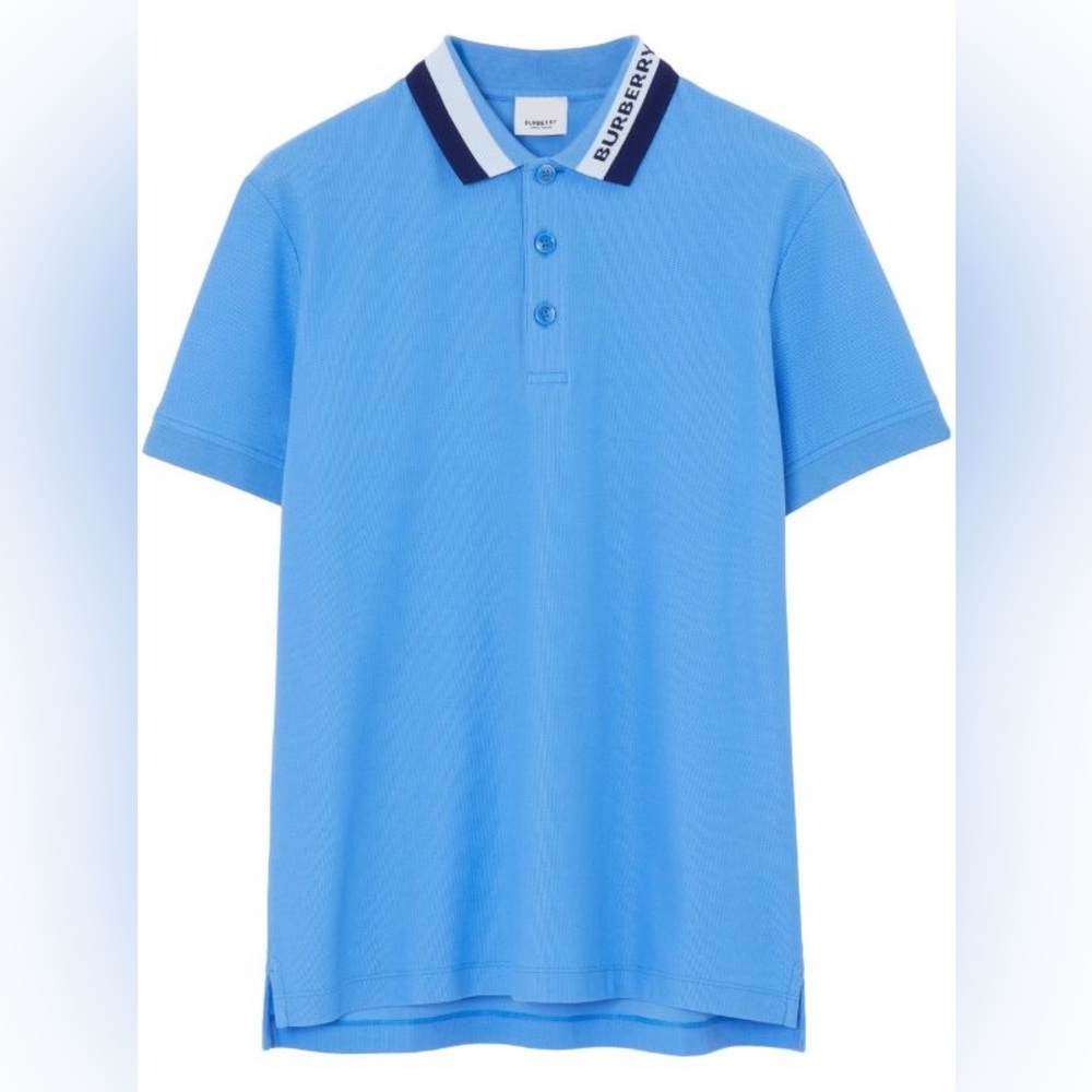 Blue Men’s Burberry two tone collar polo